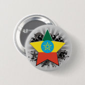 Badge Rond 5 Cm Étoile de l'Ethiopie (Devant & derrière)