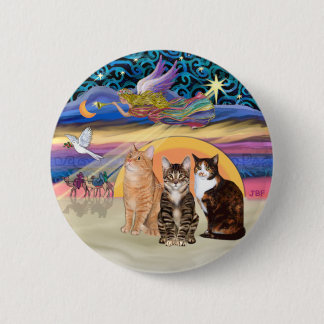 Badge Rond 5 Cm Étoile de Noël (R) - Trois chats (AmSH)