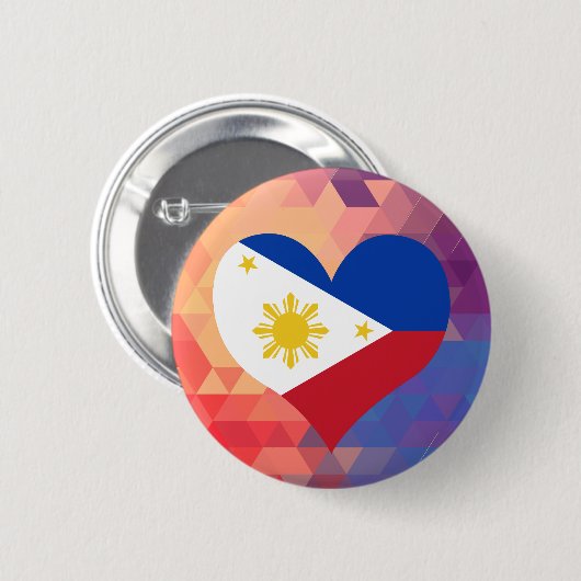Badge Rond 5 Cm Étoile philippine de drapeau sur un Bokeh (Devant & derrière)