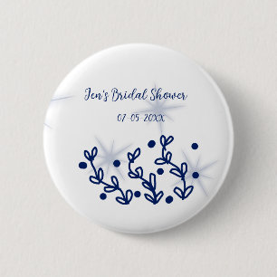 Badge Rond 5 Cm étoiles bleues feuilles luxe royal baby shower 
