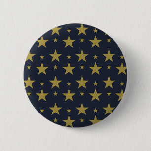 Badge Rond 5 Cm Etoiles d'or sur bleu marine - Élégant et intempor