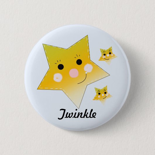 Badge Rond 5 Cm Étoiles Dorées - Scintille (Devant)