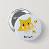 Badge Rond 5 Cm Étoiles Dorées - Scintille (Devant & derrière)