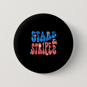 Badge Rond 5 Cm Étoiles et bandes jour de l'indépendance patriotiq
