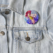 Badge Rond 5 Cm Étoiles et fée de lune (En situation)