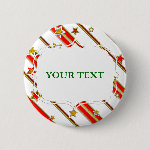 Badge Rond 5 Cm Etoiles & Grilles Motif or rouge + vos idées