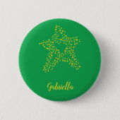 Badge Rond 5 Cm étoiles jaunes en étoile sur vert (Devant)