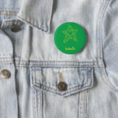 Badge Rond 5 Cm étoiles jaunes en étoile sur vert (En situation)