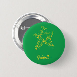 Badge Rond 5 Cm étoiles jaunes en étoile sur vert
