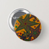 Badge Rond 5 Cm Étoiles Orange Green Party (Devant & derrière)