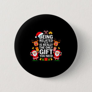 Badge Rond 5 Cm Être apparenté à moi drôle de Noël en famille Pyja