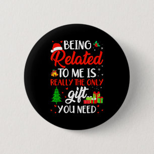 Badge Rond 5 Cm Être apparenté à moi drôle de Noël en famille Xmas
