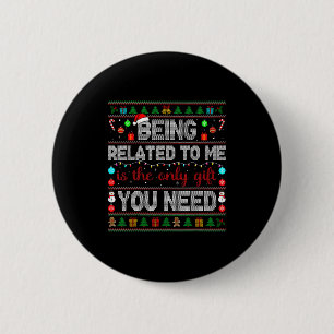 Badge Rond 5 Cm Être apparenté à moi drôle de Noël en famille Xmas