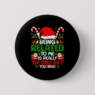 Badge Rond 5 Cm Être apparenté à moi drôle de Noël famille Xmas Pa