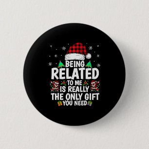 Badge Rond 5 Cm Être apparenté à moi drôle de Noël famille Xmas Pa