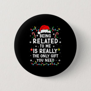Badge Rond 5 Cm Être apparenté à moi drôle de Noël famille Xmas Pa