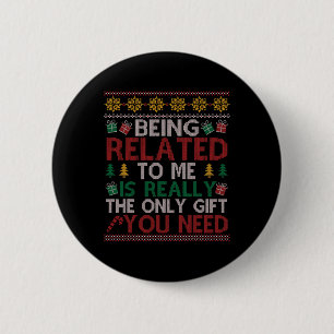 Badge Rond 5 Cm Etre Lié À Moi Drôle Pajamas De Famille De Noël