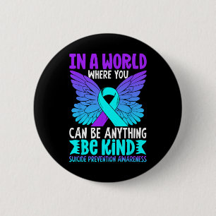 Badge Rond 5 Cm Être Type Papillon Turquoise Purple Ribbon Suicide