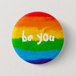 Badge Rond 5 Cm être vous Couleurs Arc-en-ciel Gay Lesbian LGBT 