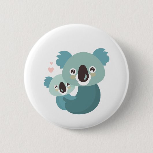 Badge Rond 5 Cm Étreindre doux de mère et de bébé de koala de (Devant)