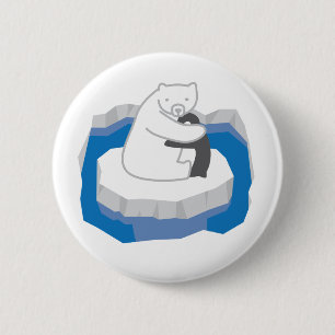 Badge Rond 5 Cm Étreinte d'ours blanc