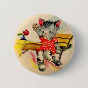 Badge Rond 5 Cm étudiant en chat kitten