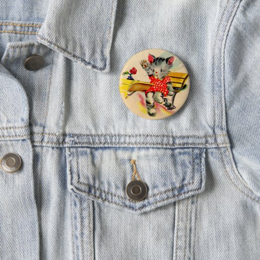 Badge Rond 5 Cm étudiant en chat kitten (En situation)