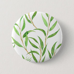 Badge Rond 5 Cm Eucalyptus motif aquarelle sur blanc