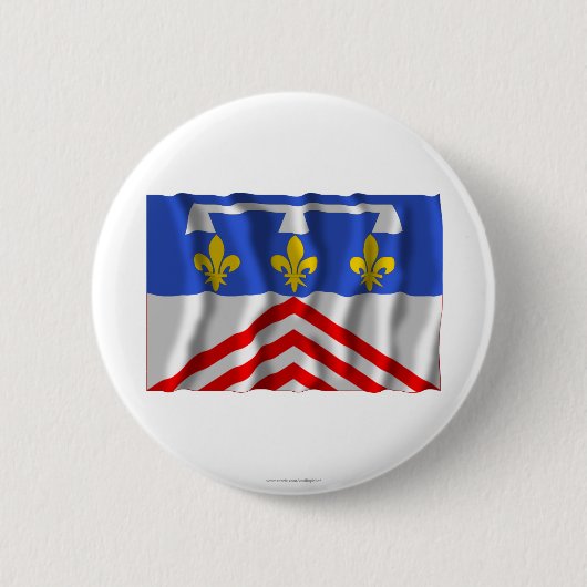 Badge Rond 5 Cm Eure-et-Loir ondulant le drapeau (Devant)