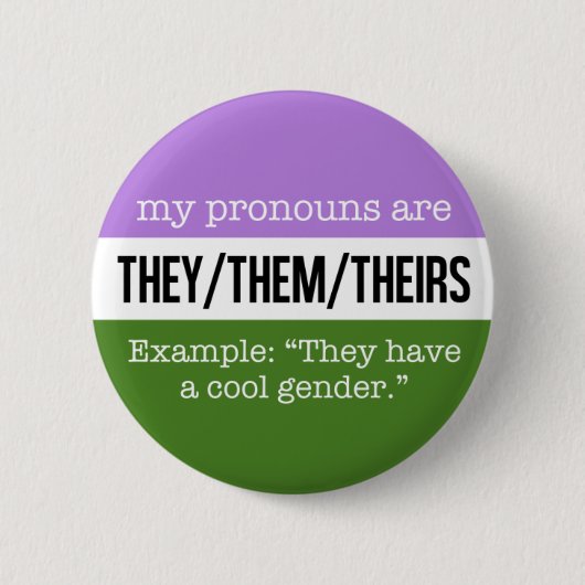 Badge Rond 5 Cm Eux/eux pronoms - drapeau de Genderqueer (Devant)