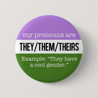 Badge Rond 5 Cm Eux/eux pronoms - drapeau de Genderqueer