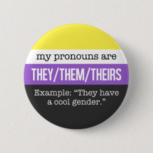 Badge Rond 5 Cm Eux/eux pronoms - drapeau de Nonbinary