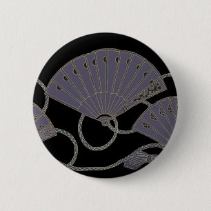 Badge Rond 5 Cm Éventail Violet Élégant