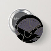 Badge Rond 5 Cm Éventail Violet Élégant (Devant & derrière)
