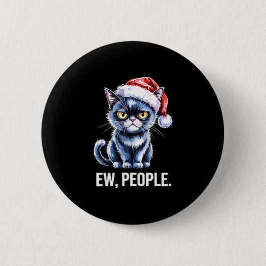 Badge Rond 5 Cm Ew People Black Cat Christmas Funny Introvert Holi (Devant)