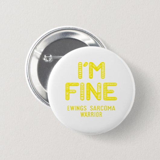 Badge Rond 5 Cm Ewings Sarcoma Warrior - I AM FINY (Devant & derrière)