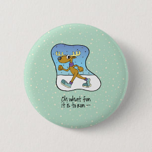 Badge Rond 5 Cm Exercice de course Renne de Noël