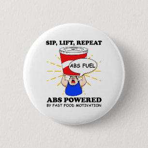 Badge Rond 5 Cm Exercice drôle des abdos Fast Food Gym Workout Bod