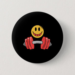 Badge Rond 5 Cm Exercice Repose Gym Face Drôle Motif d'haltérophil