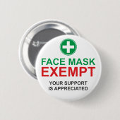 Badge Rond 5 Cm Exonération du masque facial (Devant & derrière)