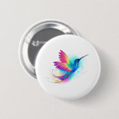 Badge Rond 5 Cm Exotic Rainbow Hummingbird (Devant & derrière)