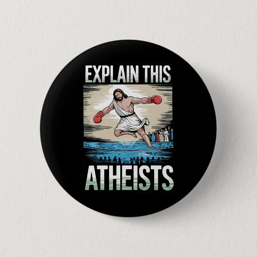 Badge Rond 5 Cm Expliquez-moi ce Jésus athées Gants de boxe (Devant)