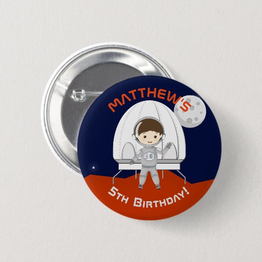 Badge Rond 5 Cm Explorateur d'espace (Devant & derrière)