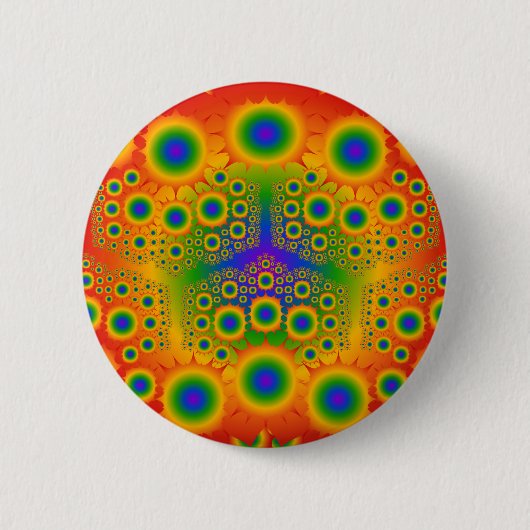 Badge Rond 5 Cm Explosions de fractale d'arc-en-ciel : (Devant)