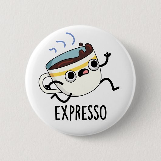 Badge Rond 5 Cm Expresso Drôle Coureur De Coffee Pun (Devant)