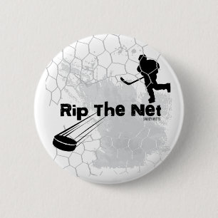 Badge Rond 5 Cm Extraire la torche Pinback du joueur de hockey net