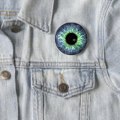 Badge Rond 5 Cm Eyeball Blue Green Cadeau Jolie (En situation)