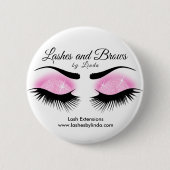 Badge Rond 5 Cm Eyelashes et Brosses - Rose (Devant)