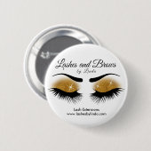 Badge Rond 5 Cm Eyelashes et Brows - Or (Devant & derrière)