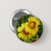 Badge Rond 5 Cm F6 Fleurs sauvages jaunes Gaillardia (Devant & derrière)
